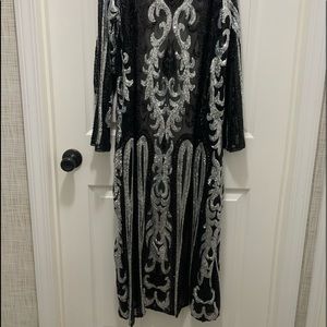SFC(Southern Fried Chics) Royal Sequin Duster Long Sleeve- Silver and Black